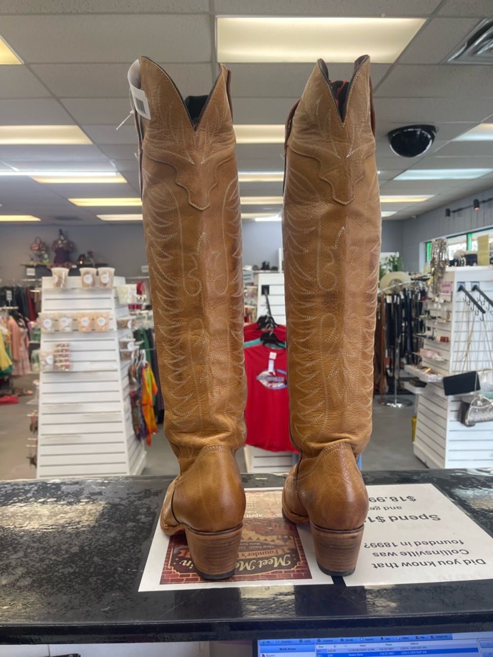 freebird Tan Knee-High Western Boots - Picture 3 of 8